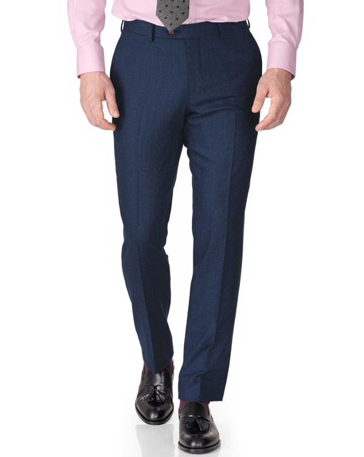 Charles Tyrwhitt Blue Slim Fit Saxony Business Suit Wool Pants Size W40 L32 By Charles Tyrwhitt