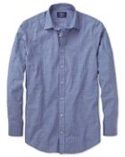 Charles Tyrwhitt Charles Tyrwhitt Classic Fit Blue And Purple Spot Print Cotton Dress Shirt Size Large