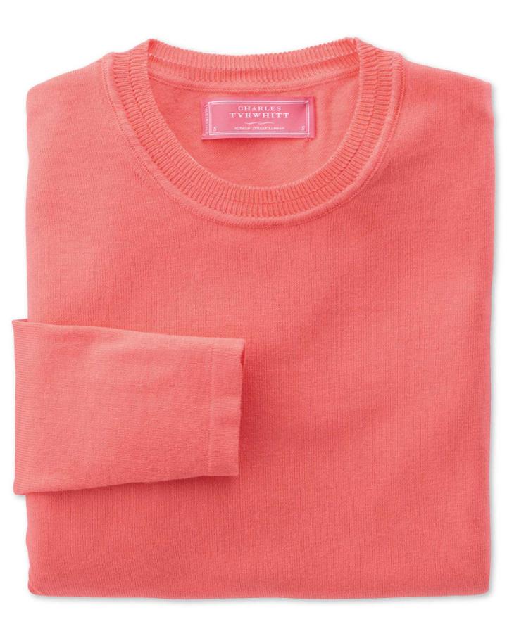 Charles Tyrwhitt Charles Tyrwhitt Women's Coral Cotton Cashmere Crew Neck Knit Jumper