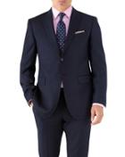  Navy Classic Fit Peak Lapel Twill Business Suit Wool Jacket Size 38 By Charles Tyrwhitt