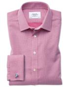 Charles Tyrwhitt Slim Fit Non-iron Square Weave Magenta Cotton Dress Casual Shirt French Cuff Size 14.5/33 By Charles Tyrwhitt