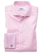 Charles Tyrwhitt Extra Slim Fit Spread Collar Non-iron Puppytooth Light Pink Cotton Dress Shirt Single Cuff Size 14.5/33 By Charles Tyrwhitt