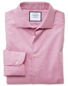  Classic Fit Business Casual Non-iron Modern Textures Pink Dash Cotton Dress Shirt Single Cuff Size 15.5/33 By Charles Tyrwhitt