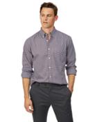  Slim Fit Red Check Soft Washed Non-iron Stretch Poplin Cotton Casual Shirt Single Cuff Size Medium By Charles Tyrwhitt