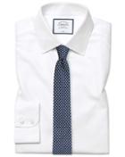  Extra Slim Fit Non-iron Dash Weave White Cotton Dress Shirt Single Cuff Size 14.5/32 By Charles Tyrwhitt