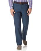  Airforce Blue Classic Fit Cotton/linen Tailored Pants Size W34 L30 By Charles Tyrwhitt