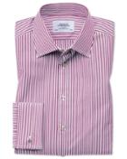 Charles Tyrwhitt Classic Fit Bengal Stripe Purple Cotton Dress Shirt French Cuff Size 15.5/33 By Charles Tyrwhitt
