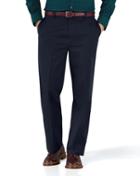  Navy Classic Fit Flat Front Non-iron Cotton Chino Pants Size W32 L30 By Charles Tyrwhitt