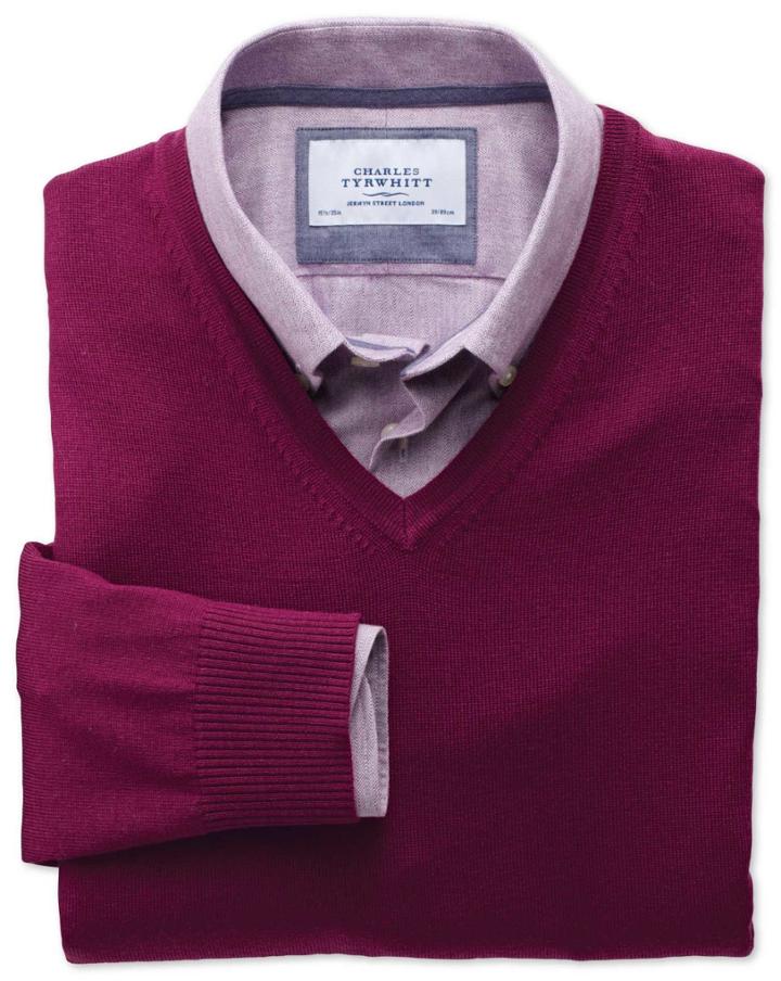 Charles Tyrwhitt Charles Tyrwhitt Berry Merino V-neck Wool Sweater Size Xs