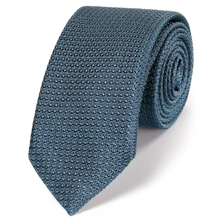 Charles Tyrwhitt Charles Tyrwhitt Luxury Slim Plain Blue Grenadine Tie