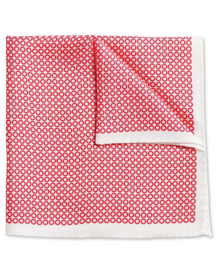  Coral Circle Design Silk Pocket Square By Charles Tyrwhitt