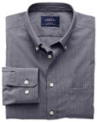 Charles Tyrwhitt Charles Tyrwhitt Slim Fit Non-iron Poplin Indigo Stripe Cotton Dress Shirt Size Large