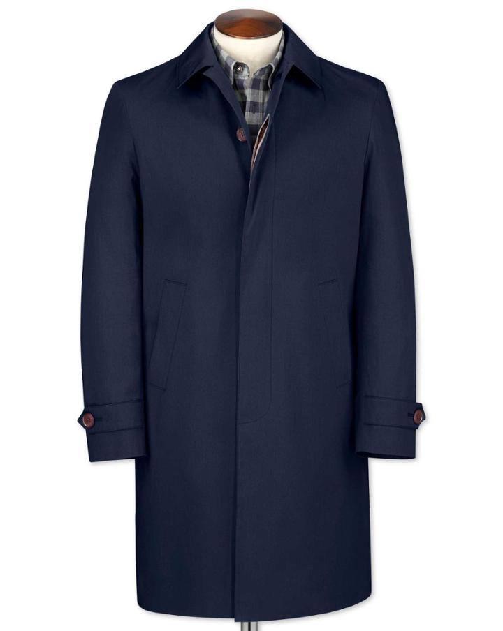 Charles Tyrwhitt Charles Tyrwhitt Slim Fit Blue Raincotton Coat Size 36