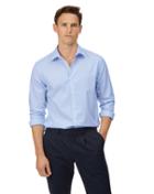  Extra Slim Fit Sky Blue And White Stripe Soft Washed Textured Cotton Casual Shirt Single Cuff Size Medium By Charles Tyrwhitt