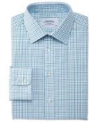 Charles Tyrwhitt Slim Fit Egyptian Cotton Jermyn St Check Green And Blue Dress Casual Shirt Single Cuff Size 16/35 By Charles Tyrwhitt