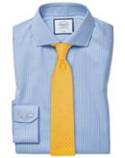  Extra Slim Fit Cutaway Collar Non-iron Cotton Stretch Oxford Sky Blue Stripe Dress Shirt Single Cuff Size 14.5/33 By Charles Tyrwhitt