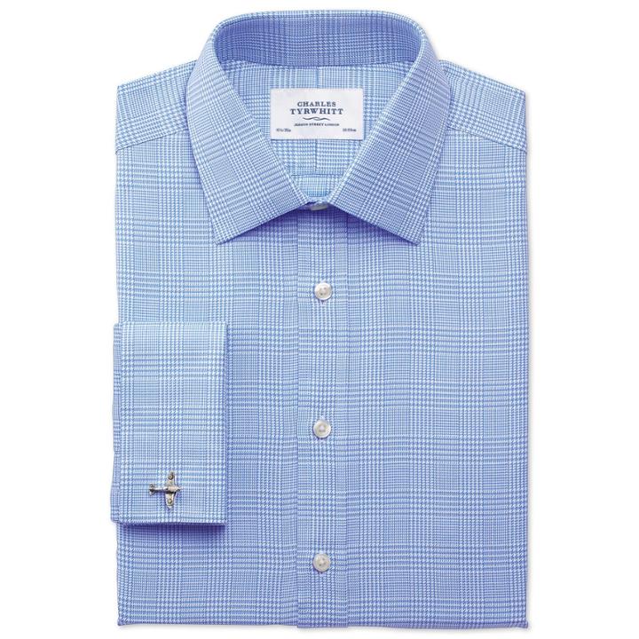 Charles Tyrwhitt Charles Tyrwhitt Sky Prince Of Wales Royal Twill Classic Fit Shirt (15 - 33)