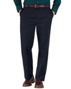 Charles Tyrwhitt Navy Classic Fit Flat Front Non-iron Cotton Chino Pants Size W32 L30 By Charles Tyrwhitt
