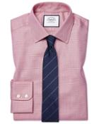  Extra Slim Fit Egyptian Cotton Chevron Pink Dress Shirt Single Cuff Size 14.5/32 By Charles Tyrwhitt