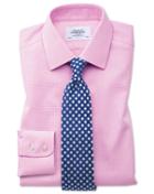  Extra Slim Fit Non-iron Square Weave Pink Cotton Dress Shirt Single Cuff Size 14.5/32 By Charles Tyrwhitt