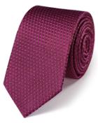 Charles Tyrwhitt Charles Tyrwhitt Magenta Silk Classic Textured Spot Slim Tie