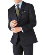  Navy Stripe Slim Fit Twill Business Suit Wool Jacket Size 38 By Charles Tyrwhitt