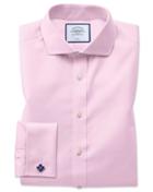  Slim Fit Spread Collar Non-iron Twill Pink Cotton Dress Shirt Single Cuff Size 14.5/32 By Charles Tyrwhitt
