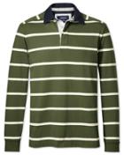 Charles Tyrwhitt Charles Tyrwhitt Olive Stripe Rugby Cotton Shirt Size Large