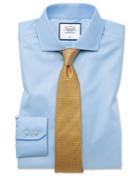  Slim Fit Sky Blue Non-iron Twill Spread Collar Cotton Dress Shirt Single Cuff Size 14.5/32 By Charles Tyrwhitt