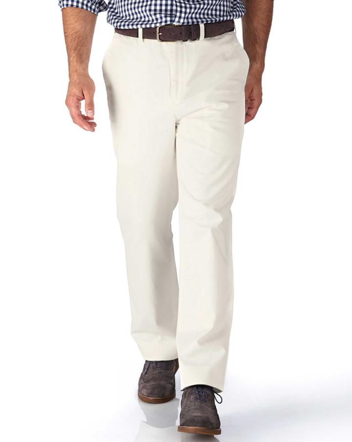 Charles Tyrwhitt White Classic Fit Flat Front Weekend Cotton Chino Pants Size W32 L30 By Charles Tyrwhitt