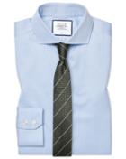  Extra Slim Fit Non-iron Cutaway Sky Blue Puppytooth Cotton Dress Shirt French Cuff Size 14.5/32 By Charles Tyrwhitt