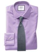  Slim Fit Light Lilac Non-iron Twill Cotton Dress Shirt Single Cuff Size 15.5/33 By Charles Tyrwhitt