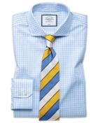  Classic Fit Non-iron Sky Blue Check Tyrwhitt Cool Cotton Dress Shirt Single Cuff Size 15/33 By Charles Tyrwhitt