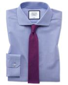  Super Slim Fit Non-iron 4-way Stretch Blue Cotton Dress Shirt Single Cuff Size 14/33 By Charles Tyrwhitt