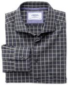 Charles Tyrwhitt Slim Fit Semi-spread Collar Business Casual Melange Navy And Grey Check Egyptian Cotton Dress Shirt Single Cuff Size 15/35 By Charles Tyrwhitt
