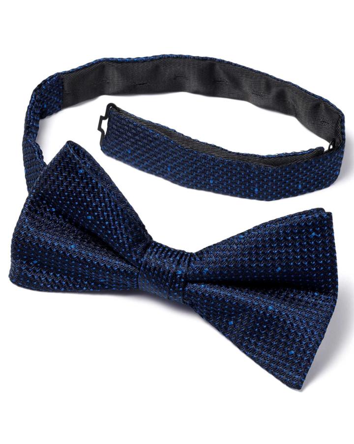 Charles Tyrwhitt Charles Tyrwhitt Navy Silk Classic Textured Dash Ready-tied Bow Tie
