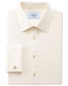 Charles Tyrwhitt Classic Fit End-on-end Cream Cotton Dress Shirt French Cuff Size 17/38 By Charles Tyrwhitt