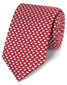  Red Rabbit Print Classic Silk Tie By Charles Tyrwhitt
