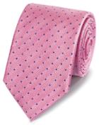  Pink And Blue Spot Stain Resistant Classic Silk Tie By Charles Tyrwhitt