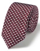  Burgundy Silk Animal Print Slim Tie By Charles Tyrwhitt