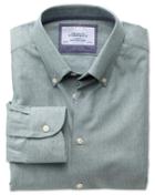 Charles Tyrwhitt Charles Tyrwhitt Slim Fit Button-down Collar Business Casual Green Cotton/wool Dress Shirt Size 16/33