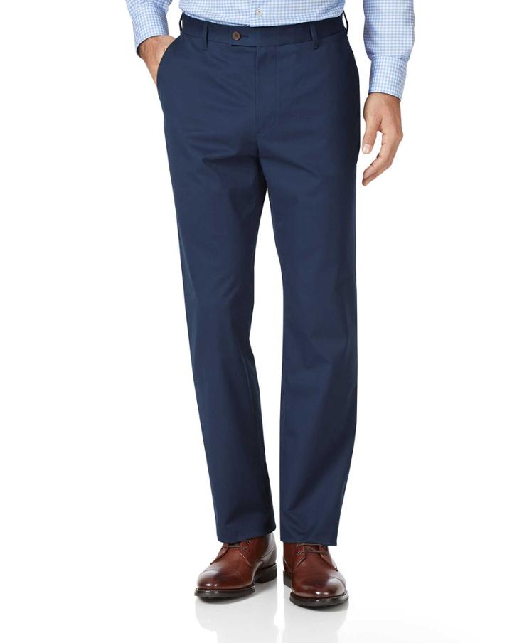  Dark Blue Classic Fit Stretch Cotton Chino Pants Size W40 L34 By Charles Tyrwhitt