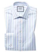  Slim Fit Egyptian Cotton Royal Oxford Sky Blue Stripe Dress Shirt French Cuff Size 14.5/33 By Charles Tyrwhitt