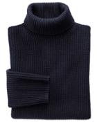 Charles Tyrwhitt Navy Rib Roll Neck Wool Sweater Size Xl By Charles Tyrwhitt
