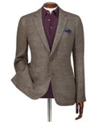  Slim Fit Brown Checkered Modern Wool Wool Blazer Size 40 By Charles Tyrwhitt