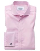 Charles Tyrwhitt Slim Fit Spread Collar Non-iron Puppytooth Light Pink Cotton Dress Shirt Single Cuff Size 16.5/34 By Charles Tyrwhitt
