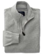 Charles Tyrwhitt Charles Tyrwhitt Light Grey Cotton Cashmere Zip Neck Cotton/cashmere Sweater Size Xxl
