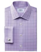 Charles Tyrwhitt Charles Tyrwhitt Classic Fit Non-iron Prince Of Wales Lilac Cotton Dress Shirt Size 15/35