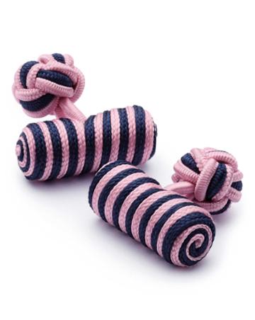 Charles Tyrwhitt Pink And Navy Barrel Knot Cufflinks By Charles Tyrwhitt