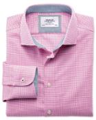 Charles Tyrwhitt Charles Tyrwhitt Slim Fit Semi-spread Collar Business Casual Puppytooth Pink Cotton Dress Shirt Size 15.5/35